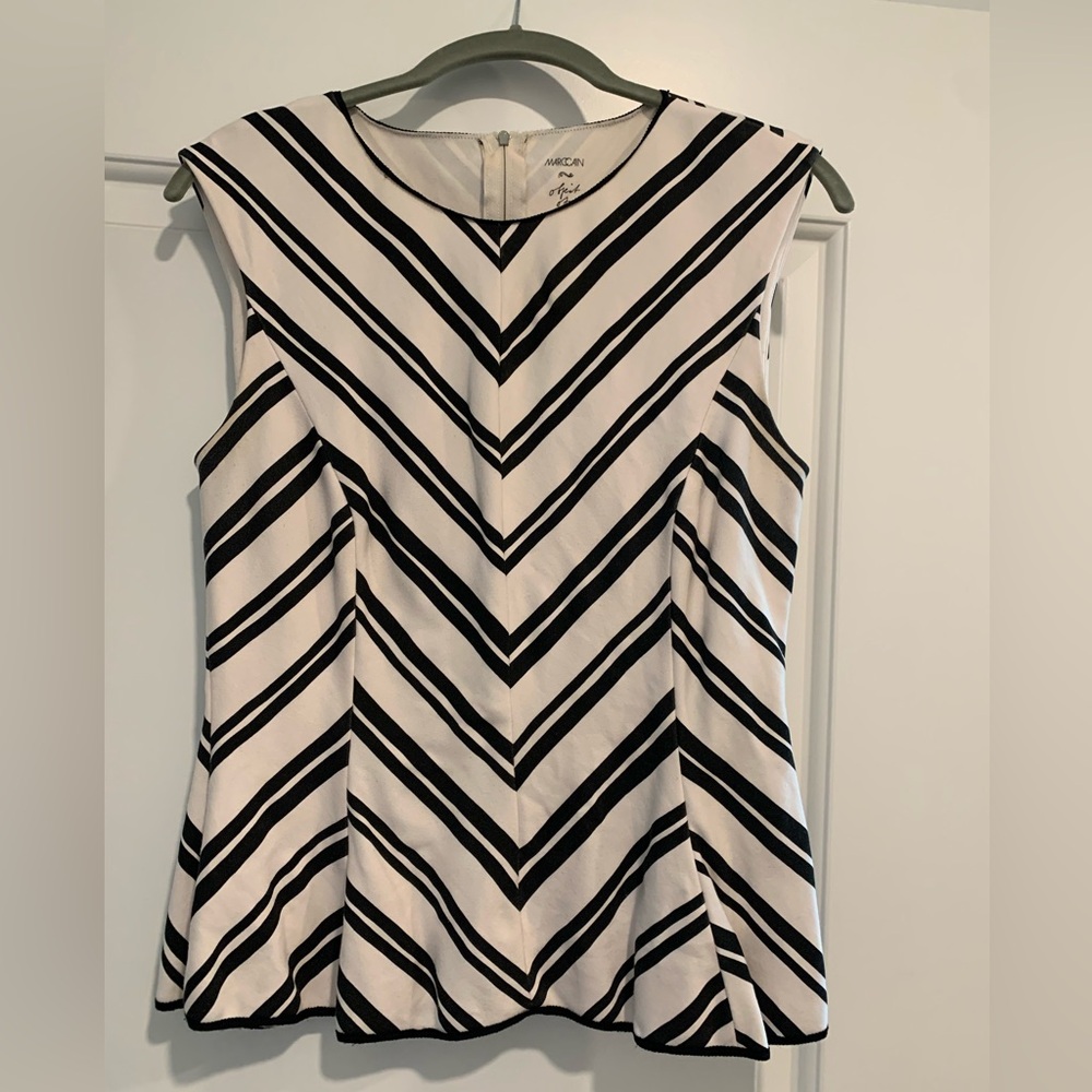 Marc Cain white and black peplum shirt size N3